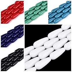 Gemischte Farbe Opaken Glasperlen Stränge, Träne, Gemischte Farbe, 19~20x8x8 mm, Bohrung: 0.6~1.2 mm, ca. 19 Stk. / Strang, 14.37~14.57 Zoll (36.5~37 cm)