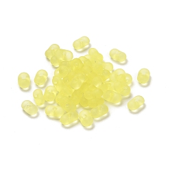 Yellow Transparent Acrylic Beads, Frosted, Peanut, Yellow, 6x4x3mm, Hole: 1mm, about 10230pcs/500g