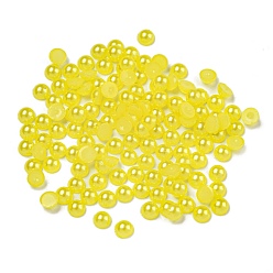 Champagne Yellow ABS Plastic Cabochons, Imitation Pearl, Half Round, Champagne Yellow, 3x1.5mm, about 10000pcs/bag