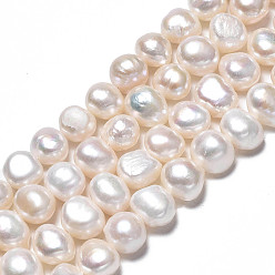 Seashell Color Natural Cultured Freshwater Pearl Beads Strands, Two Sides Polished, Seashell Color, 8~9.5x8.5~11.5x5~7.5mm, Hole: 0.7mm, about 20~21pcs/strand, 6.69 inch~7.09 inch(17cm~18cm)