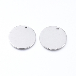 Stainless Steel Color 304 Stainless Steel Pendants, Blank Stamping Tag, Flat Round, Stainless Steel Color, 20x1mm, Hole: 1.4mm