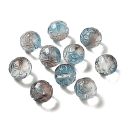 Aqua Transparent Glass Beads, Gradient Color, Round, Aqua, 12.5x12mm, Hole: 1.4mm