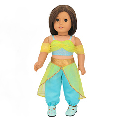 Green Yellow Two-piece Camisole Top & Trousers Summer Cloth Doll Clothes Set, Doll Clothes Outfits, for 18 inch Girl Doll Dressing Accessories, Green Yellow, 60~220mm, 2pcs/set