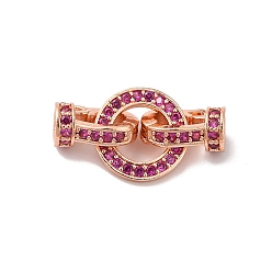 Розовое Золото Покрытие стойки латунь микро-паве орхидея кубический цирконий складные застежки, без кадмия и без свинца, долговечный, розовое золото , 22 мм, отверстие : 3 мм