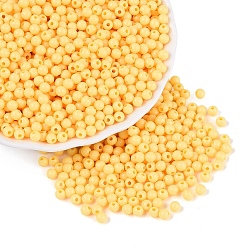 Gold Opaque Acrylic Beads, Round, Gold, 4mm, Hole: 1.2~1.4mm, about 16665pcs/500g