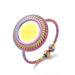 Rainbow Color Ионное покрытие (ip) 304 открытая манжета из нержавеющей стали, настройки звонка, плоско-круглые, Радуга цветов, внутренний диаметр: 18 мм, лоток : 9 мм