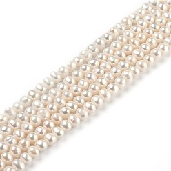 Bisque Natural Cultured Freshwater Pearl Beads Strands, Round, Bisque, 5~6x5~6.5mm, Hole: 0.5mm, about 67~68pcs/strand, 14.25 inch(36.2cm)