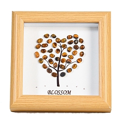 Tiger Eye Natural Tiger Eye Square with Heart Tree Photo Frame Stands, Home Display Decorations, 120x120mm