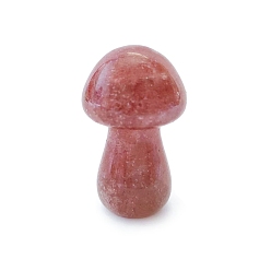 Strawberry Quartz Natural Strawberry Quartz Healing Mushroom Figurines, Reiki Energy Stone Display Decorations, 35mm