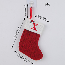 FF1-24/X Classic Red Letter Christmas Stocking Knit Decoration Festive Holiday Ornament