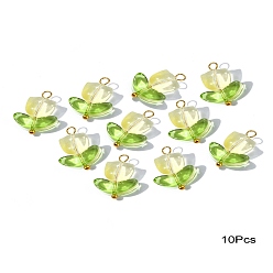 Светло-хаки Подвески лэмпворк ручной работы, с медными петлями, цветок, светлый хаки, 20 мм, отверстие : 2 мм