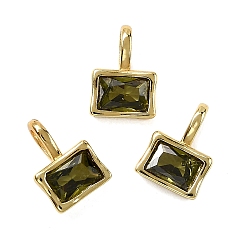 Темно-оливково-зеленый Прямоугольник латуни микро проложит кубических прелести диоксида циркония, стойки покрытие, долговечный, без кадмия и без свинца, золотые, темно-оливковый зеленый, 10.5x7.5x4 мм, отверстие : 4x2.5 мм