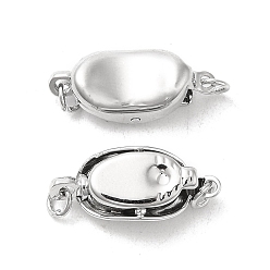 Platinum Oval Brass Box Clasps, for Jewelry Making, Platinum, 8x16x5mm, Hole: 0.5mm