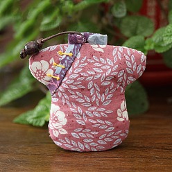 Pale Violet Red DIY Flower Pattern Cheongsam Shaped Keychain Holder Embroidery Starter Kit, including Cotton Fabric, Iron Needle, Cotton Threads, Pale Violet Red, 100x100mm