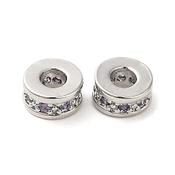 чертополох Латунные шарики циркония кубической, долговечный, без свинца и без кадмия, платина, колонка, чертополох, 6x3 мм, отверстие : 2.5 мм