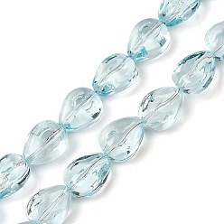 Бледно-бирюзовый Прозрачные стеклянные бусины, лист, бледные бирюзовая, 11~12x9x6 мм, отверстие : 0.9 мм, около 54~55 шт / нитка, 24.41~24.80'' (62~63 см)
