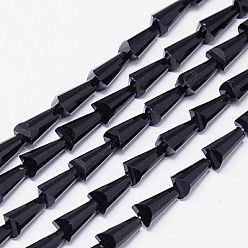 Black Glass Beads Strands, Faceted, Cone, Black, 8x4mm, Hole: 1mm, about 72pcs/strand, 18 inch