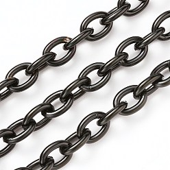 Electrophoresis Black 304 Stainless Steel Cable Chains, Unwelded, with Spool, Electrophoresis Black, 8x6x1.5mm, about 32.8 Feet(10m)/roll