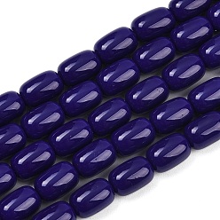 Blau Opaken Glasperlen Stränge, Fass, Blau, 9x6 mm, Bohrung: 1 mm, ca. 43 Stk. / Strang, 15.28'' (38.8 cm)