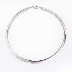Stainless Steel Color 304 Stainless Steel Necklaces, with Lobster Clasps, Stainless Steel Color, Inner Diameter: 13.7cm(5-3/8 inch), 8x2mm