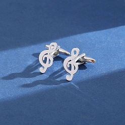 Musical Note Stainless Steel Cufflinks, for Apparel Accessories, Musical Note, 15mm