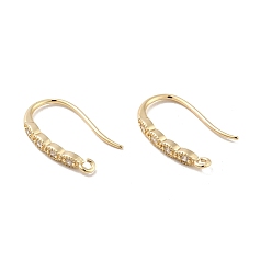 Real 14K Gold Plated Rack Plating Brass Micro Pave Cubic Zirconia Earring Hooks, with Vertical Loop, Long-Lasting Plated, Cadmium Free & Lead Free, Real 14K Gold Plated, 18x2.2mm, Hole: 1mm, 19 Gauge, Pin: 0.9mm