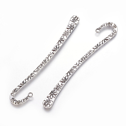 Antique Silver Tibetan Style Alloy Bookmarks, Cadmium Free & Lead Free, Antique Silver, 124x20mm, Hole: 2mm