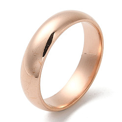 Rose Gold Ion Plating(IP) 304 Stainless Steel Flat Plain Band Rings, Rose Gold, Size 8, Inner Diameter: 18mm, 5mm