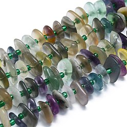 Fluorite Natural Fluorite Beads Strands, Chips, 10~14x7~10x1~4mm, Hole: 1mm, about 75pcs/strand, 15.75''(40cm)