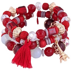 6# Metal Tower Tassel Candy Bead Multi-layer Fashion Bracelet for Chic Style