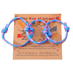 Васильковый 3шт. 3 стили полиэстер браслеты для первого дня школы, набор семейных браслетов «мама, папа и я», с бумажной карточкой, васильковый, 4-3/4 дюйм (12 см)