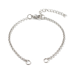 Stainless Steel Color 304 Stainless Steel Chain Bracelet Makings, with Lobster Claw Clasps & Chain Extender, Stainless Steel Color, 6-1/2 inch(16.5cm)