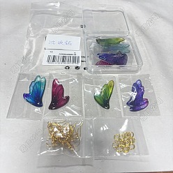 (52) Непрозрачная лаванда Наборы для изготовления сережек своими руками, включая прозрачные подвески из эпоксидной смолы с крыльями, открытые прыжковые кольца латунные прыжковые кольца, Латунные крючки для сережек, разноцветные, 41.5x19x2 мм, отверстие : 1.2 мм