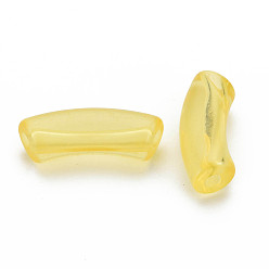Yellow Transparent Acrylic Beads, Curved Tube, Yellow, 32x9.5x8mm, Hole: 1.8mm, about 330pcs/500g