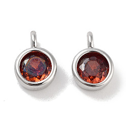 Шоколадный Латунные микро проложить кубического циркония прелести, плоско-круглые, платина, цвет шоколада, 9x6x3.5 мм, отверстие : 2 мм