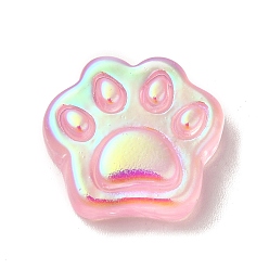 Pink Прозрачные смолы кабошоны, с покрытием AB цвета, форма кошачьей лапы, розовые, 18x19x6 мм