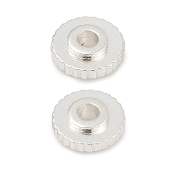 Посеребрённый Spacer бисер латунные, плоско-круглые, 925 серебро покрытием, 6x2.3 мм, отверстие : 1.5 мм