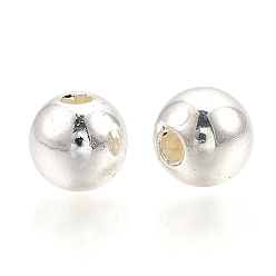 Silver Plated ABS Plastic Beads, Round, Silver Color Plated, 7.5~8x7~7.5mm, Hole: 1.6~2mm, about 2000pcs/500g