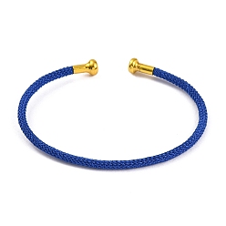 Королевский синий Изготовление браслета из плетеной проволоки из углеродистой стали, с позолоченными латунными заглушками, королевский синий, 0.25 см, внутренний диаметр: 2-3/8 дюйм (6.1 см)
