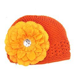 Orange Foncé Accessoires de photographie de costumes en béton de crochet faits à la main, Avec des fleurs en tissu, orange foncé, 180mm