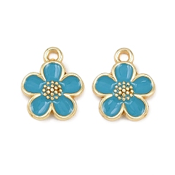 Синий Подвески из эмали и сплава, цветок, золотые, синие, 16x13.5x2 мм, отверстие : 1.6 мм