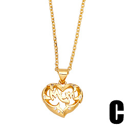 C Sparkling Heart-shaped Mom Necklace with Micro Inlaid Zircon, Fashionable Mother's Day Jewelry