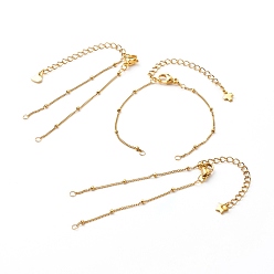 Golden Handmade 304 Stainless Steel Satellite Chains Bracelets Making Accessories, with Lobster Claw Clasp & Chain Extender, Mixed Shape, Golden, 14.5x0.1cm