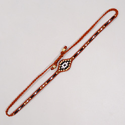 MI-B210018B Handmade Turkish Evil Eye Vintage Style Bracelet for Women - Miyuki Beaded Wristband