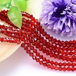 Red Faceted Imitation Austrian Crystal Bead Strands, Grade AAA, Bicone, Red, 6x6mm, Hole: 0.7~0.9mm, about 68pcs/strand, 15.7 inch