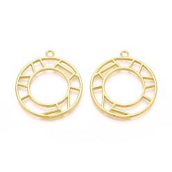 Золотой Подвесные подвески из сплава, для diy уф смолы, эпоксидная смола, Прессованные цветочные украшения, плоско-круглые, золотые, 42x38x2 мм, отверстие : 3 мм