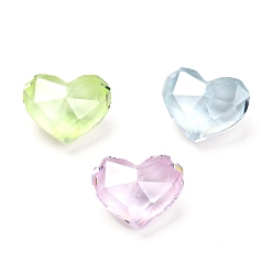 Mixed Color Cubic Zirconia Pointed Back Cabochons, Faceted, Heart, Mixed Color, 8x10x5.5mm