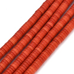 Red Natural Agate Beads Strands, Dyed, Heishi Beads, Flat Round/Disc, Red, 4.5x1.5mm, Hole: 0.7mm, about 270pcs/strand, 15.75''(40cm)