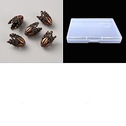 Red Copper 2 Bags Alloy Bead Caps, Flower, Red Copper, 29x18.5~19mm, Hole: 3.7~3.8mm, 5pcs/bag