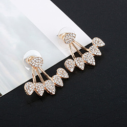 01 Golden 8327 Sparkling Teardrop Earrings with Front and Back Hanging Design - Unique Ear Jewelry
